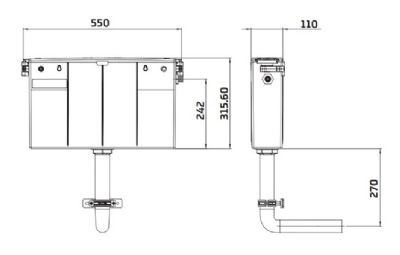 THOMAS DUDLEY OSMO T1 DUAL FLUSH CONCEALED PNEUMATIC CISTERN excludes PUSH BUTTON with WHITE PVC INLET, 377201 THOMAS DUDLEY OSMO T1 DUAL FLUSH CONCEALED PNEUMATIC CISTERN excludes PUSH BUTTON with WHITE PVC INLET, 377201